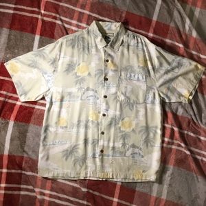 Tommy Bahama Graphic Hawaiian Shirt 100% Silk Sz L